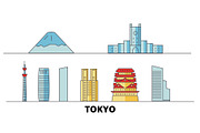 Japan, Tokyo City flat landmarks
