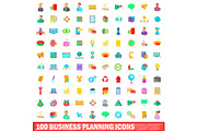 100 business planning icons set