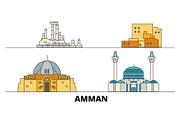 Jordan, Amman flat landmarks vector
