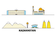 Kazakhstan flat landmarks vector