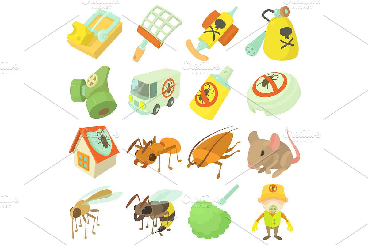 Pest control terminate icons set in Illustrations - product preview 8