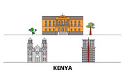 Kenya flat landmarks vector