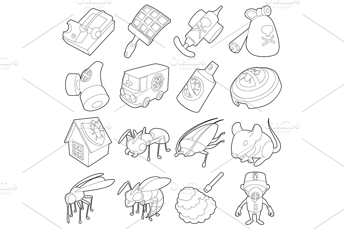 Pest control terminate icons set in Illustrations - product preview 8
