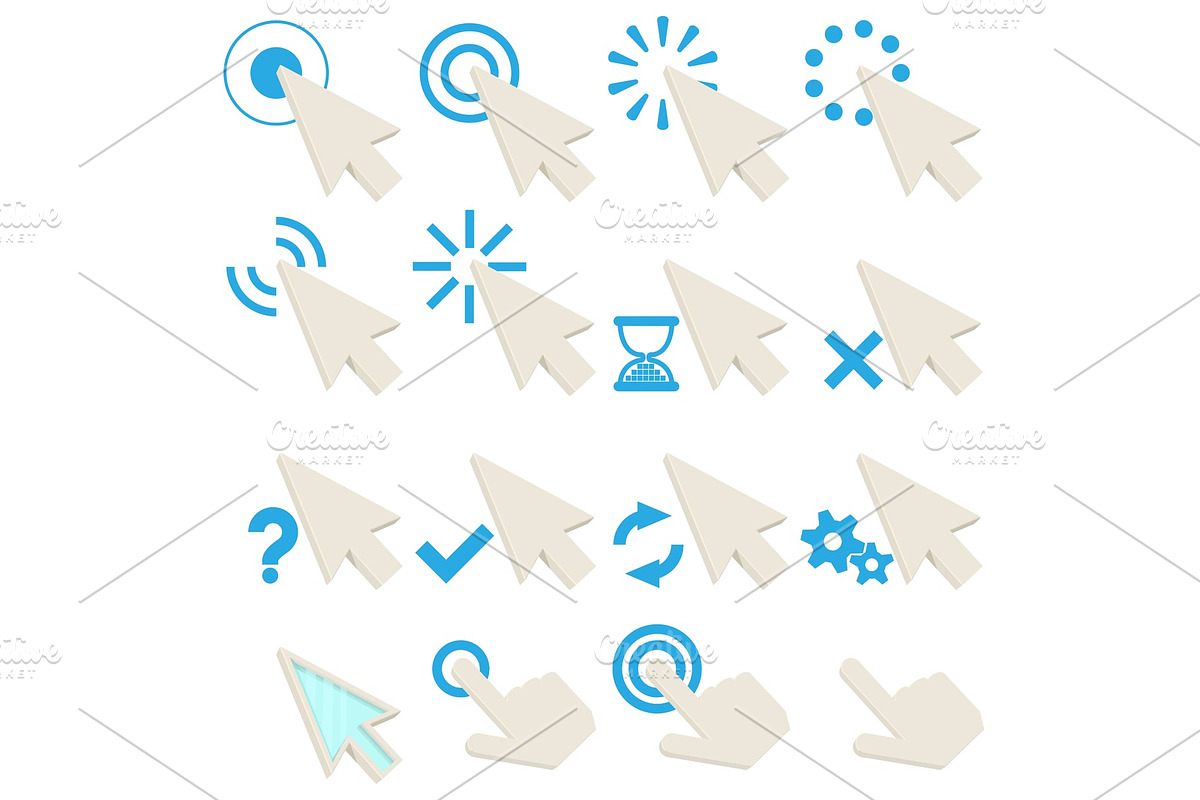 Click symbols icons set, cartoon in Illustrations - product preview 8