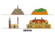 Kenya, Nairobi flat landmarks vector