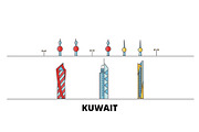Kuwait, Kuwait flat landmarks vector