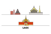 Laos flat landmarks vector