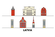 Latvia flat landmarks vector