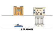Lebanon flat landmarks vector