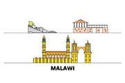 Malawi flat landmarks vector