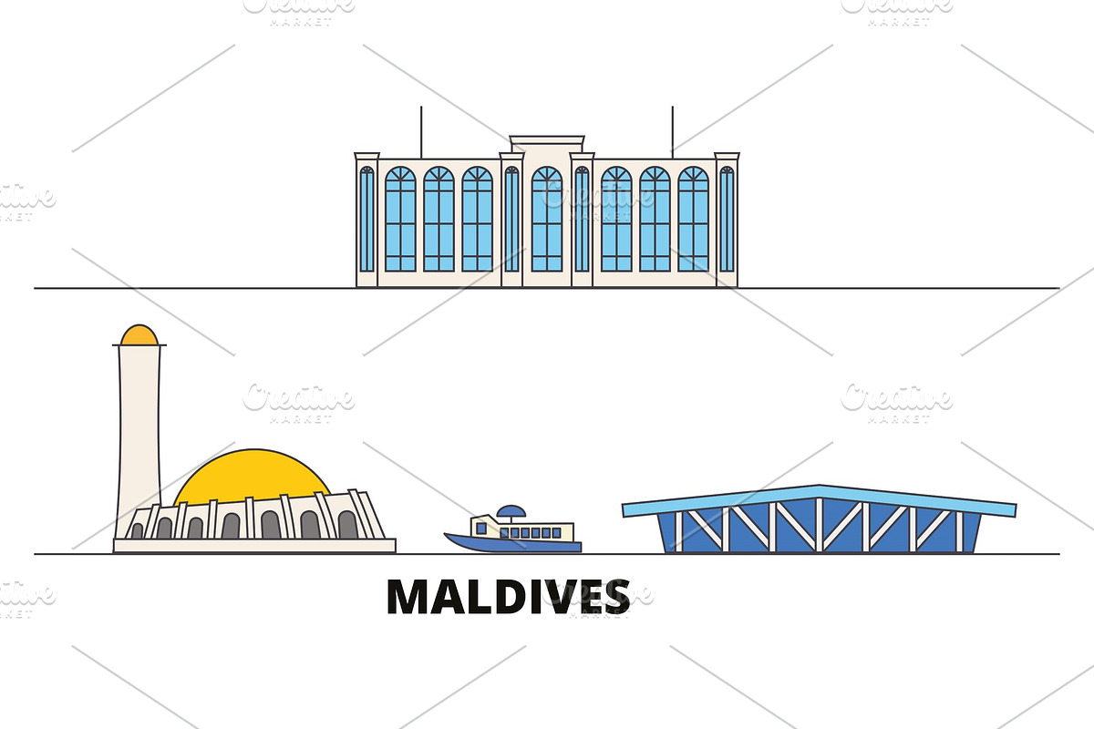 Maldives flat landmarks vector in Illustrations - product preview 8