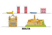 Malta flat landmarks vector