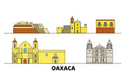 Mexico, Oaxaca flat landmarks vector