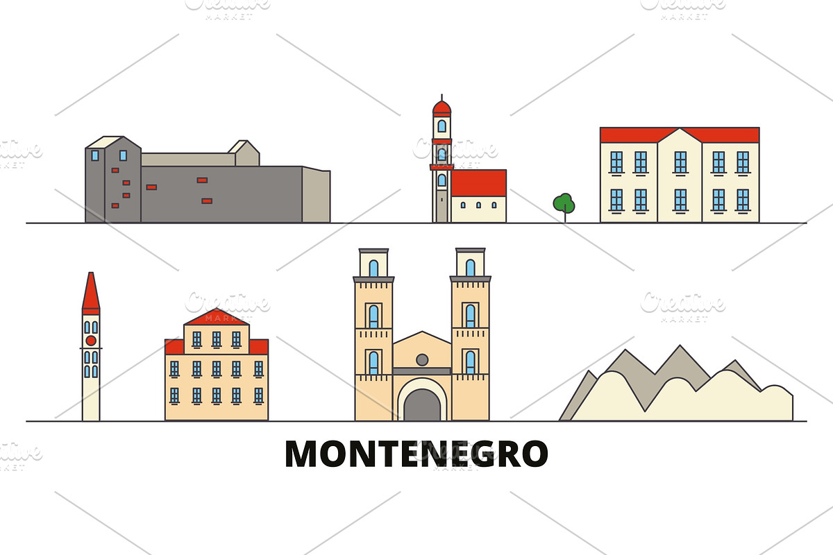 Montenegro flat landmarks vector in Illustrations - product preview 8