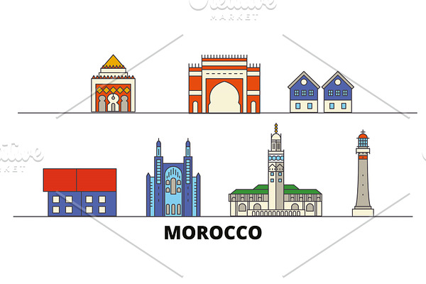 Morocco flat landmarks vector