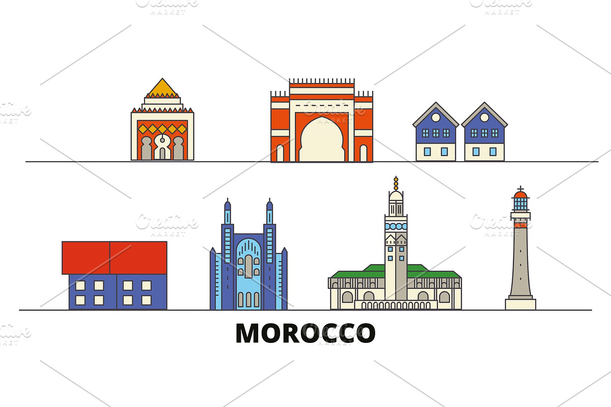 Morocco flat landmarks vector in Illustrations - product preview 8