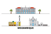Mozambique flat landmarks vector