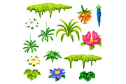 Set of tropical flowers. Exotic