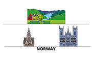 Norway flat landmarks vector