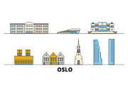 Norway, Oslo flat landmarks vector
