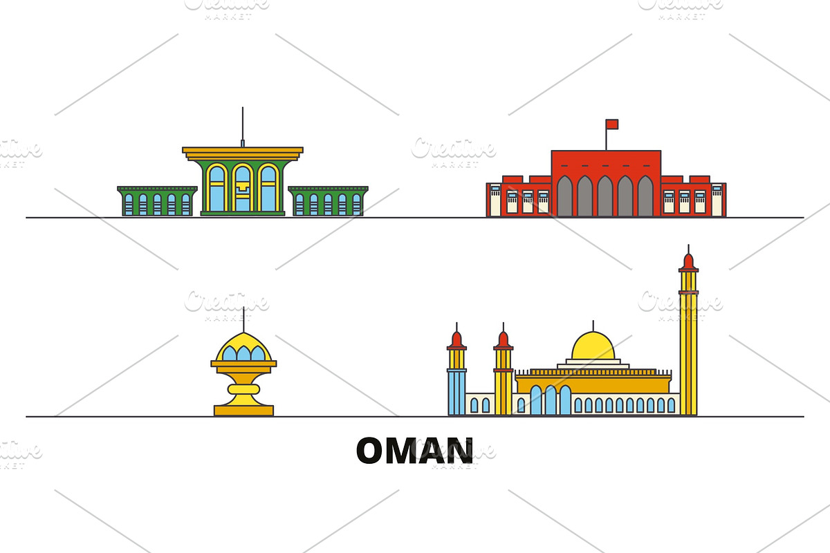 Oman, Muscat flat landmarks vector in Illustrations - product preview 8