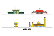 Oman, Muscat flat landmarks vector