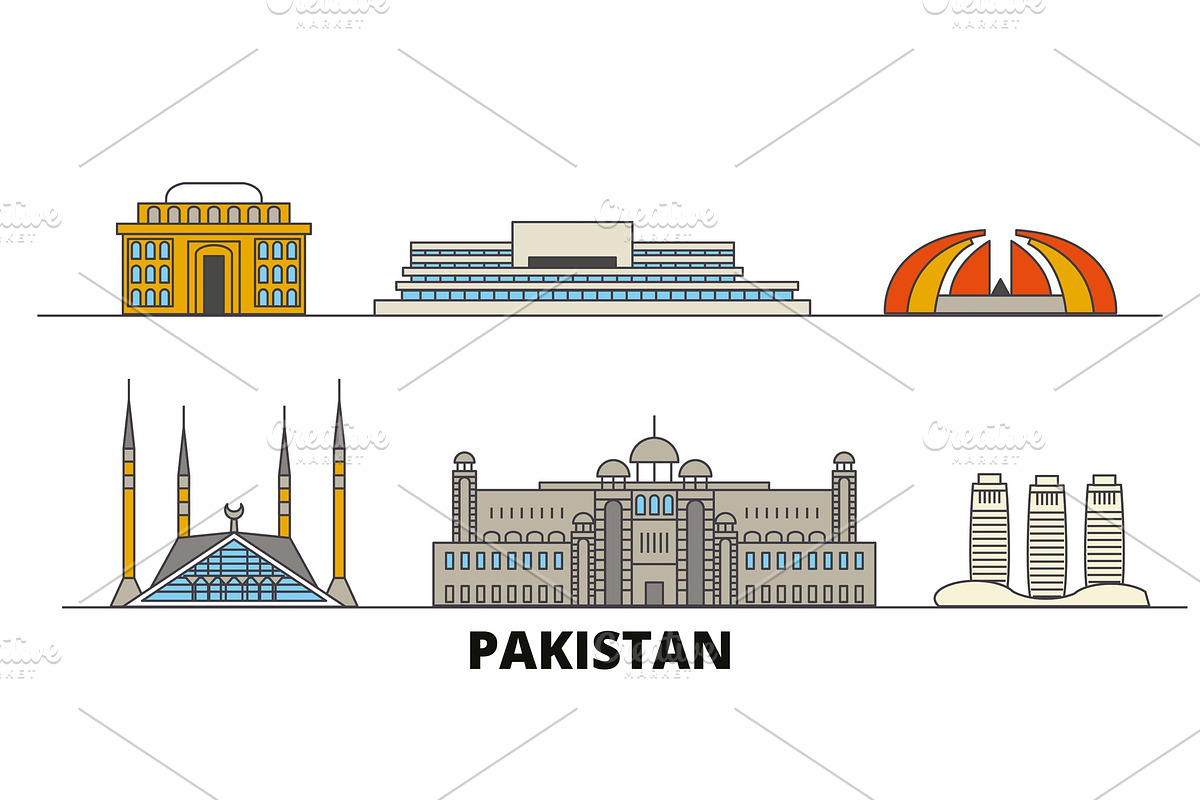 Pakistan, Islamabad flat landmarks in Illustrations - product preview 8