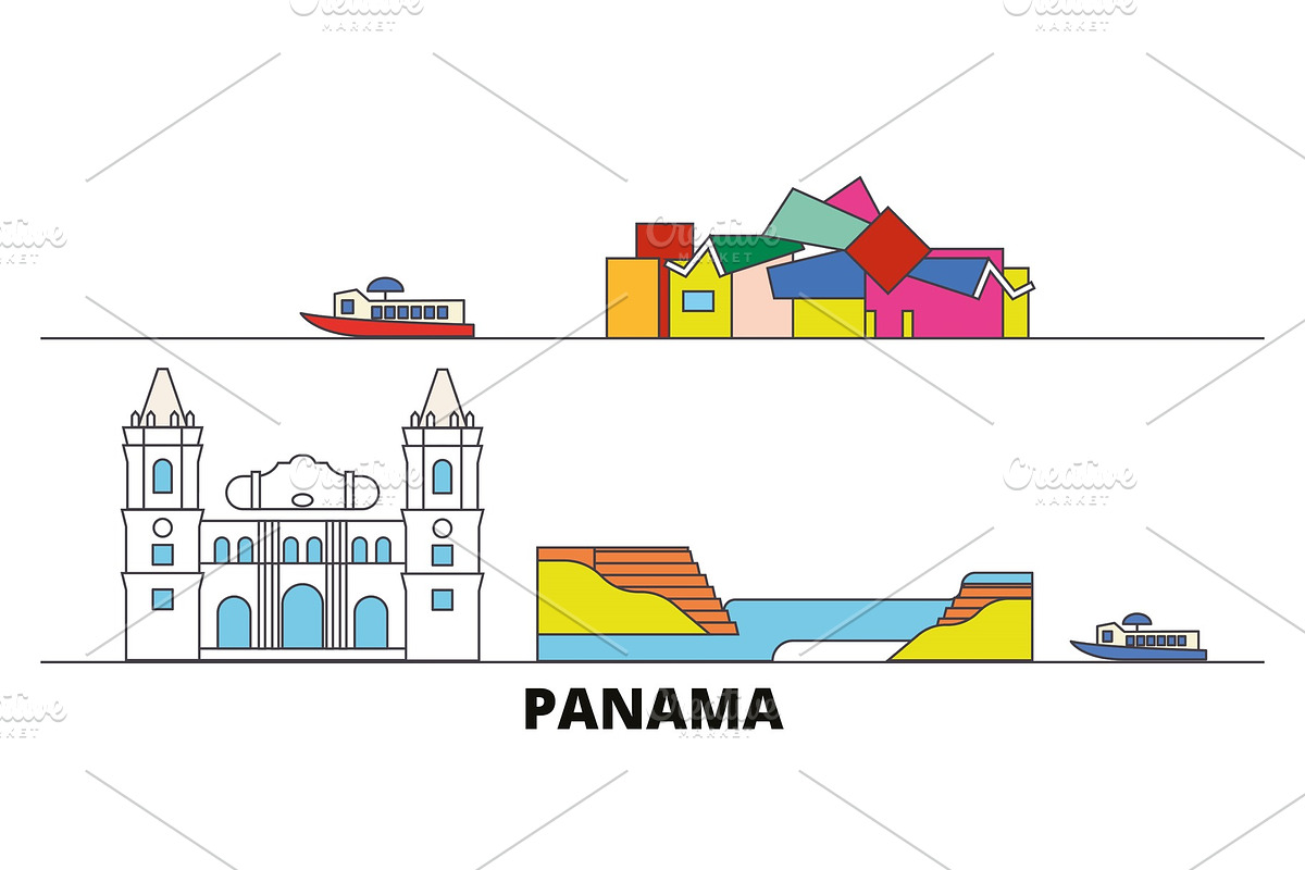 Panama flat landmarks vector in Illustrations - product preview 8