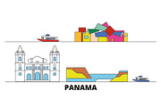 Panama flat landmarks vector