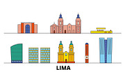 Peru, Lima flat landmarks vector