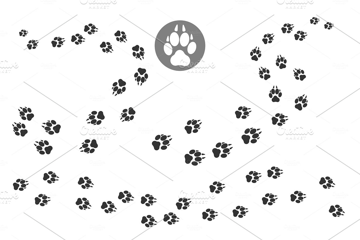Paw prints track pattern in Illustrations - product preview 8