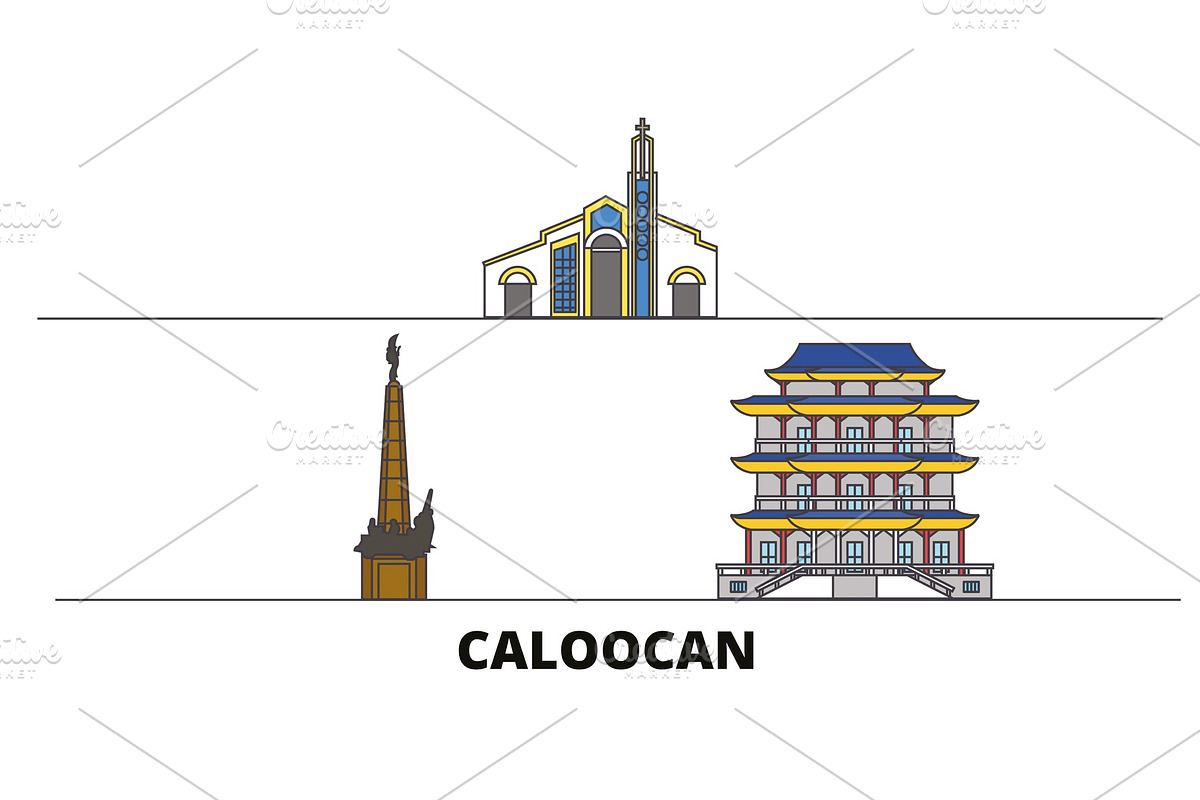 Philippines, Caloocan flat landmarks in Illustrations - product preview 8