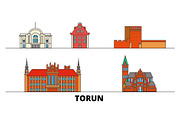Poland, Torun flat landmarks vector
