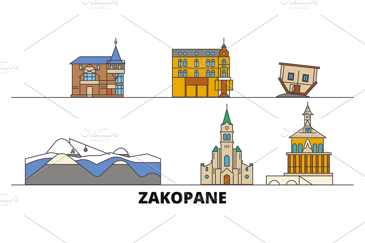 Poland, Zakopane flat landmarks in Illustrations - product preview 8