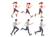 Sport people man and woman run