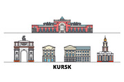 Russia, Kursk flat landmarks vector