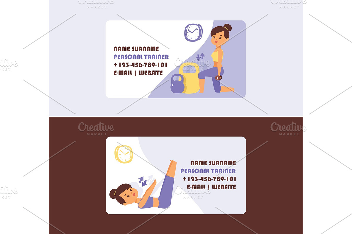 Workout vector business card pattern in Illustrations - product preview 8