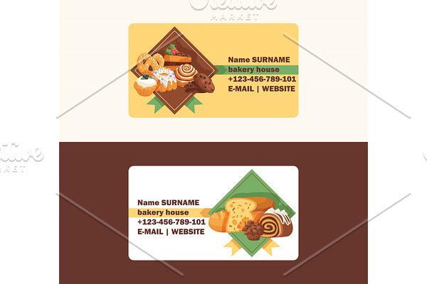 Pastry vector business card baked