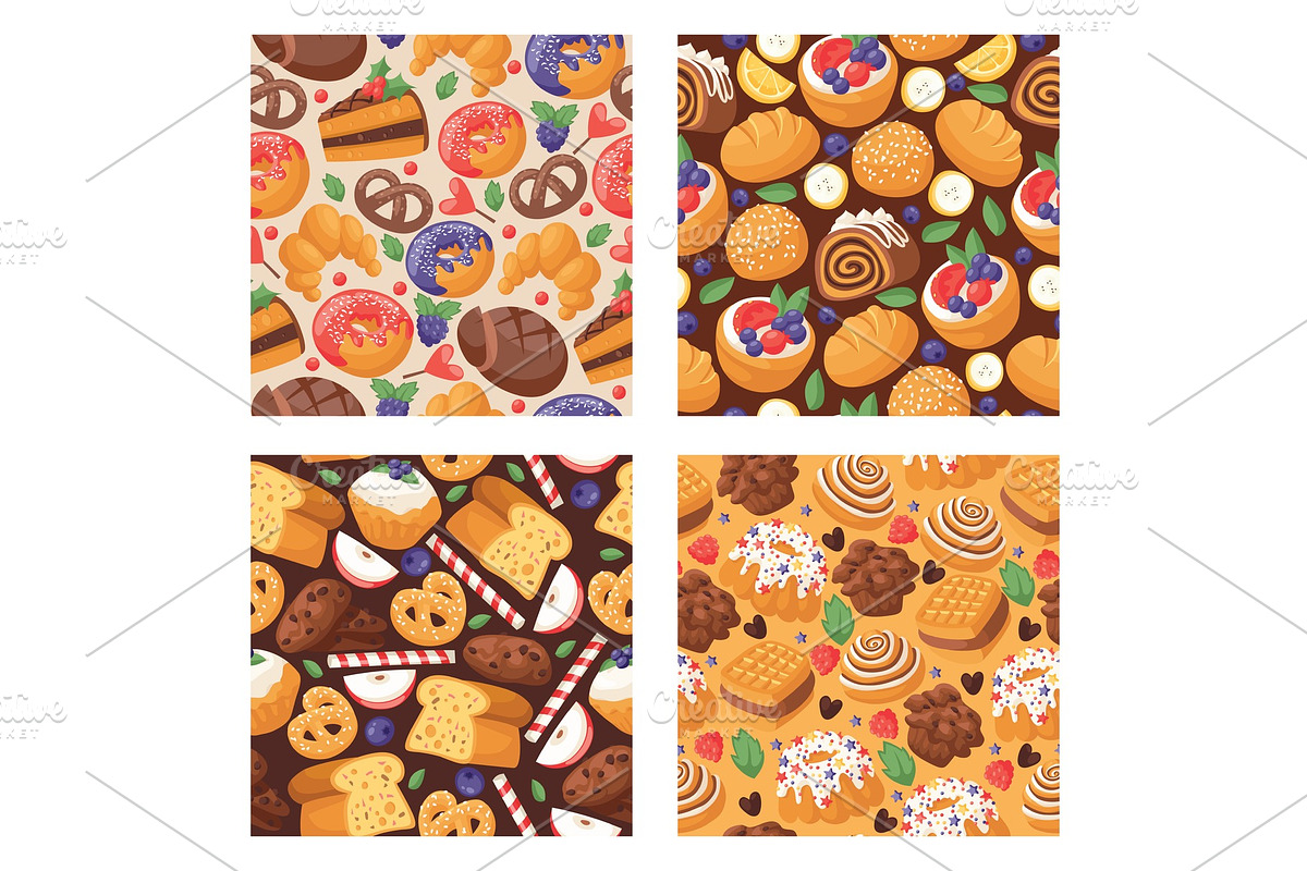 Pastry vector seamless pattern baked in Illustrations - product preview 8