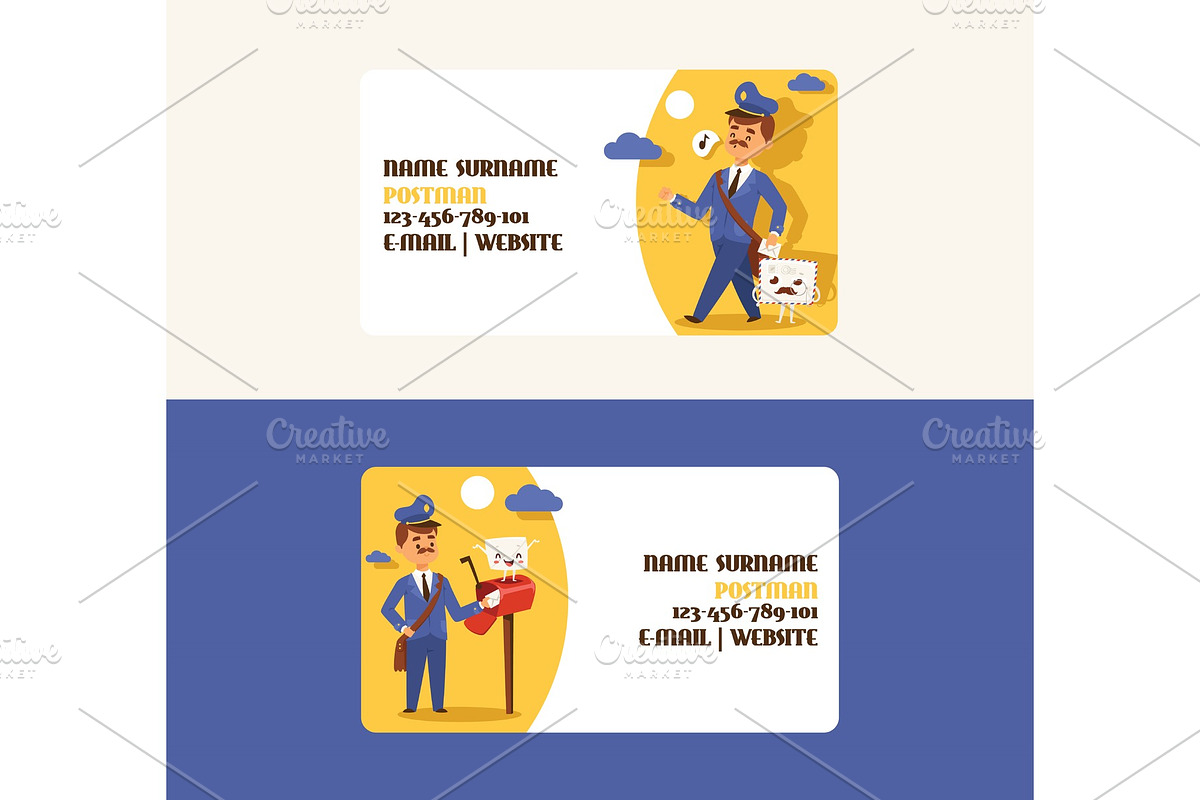 Postman vector business card mailman in Textures - product preview 8