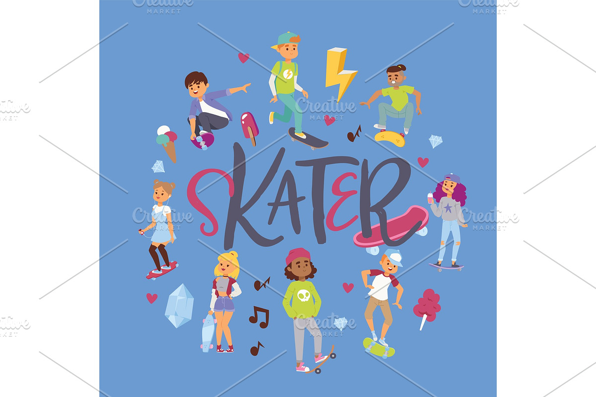 Skateboarders on skateboard vector in Illustrations - product preview 8