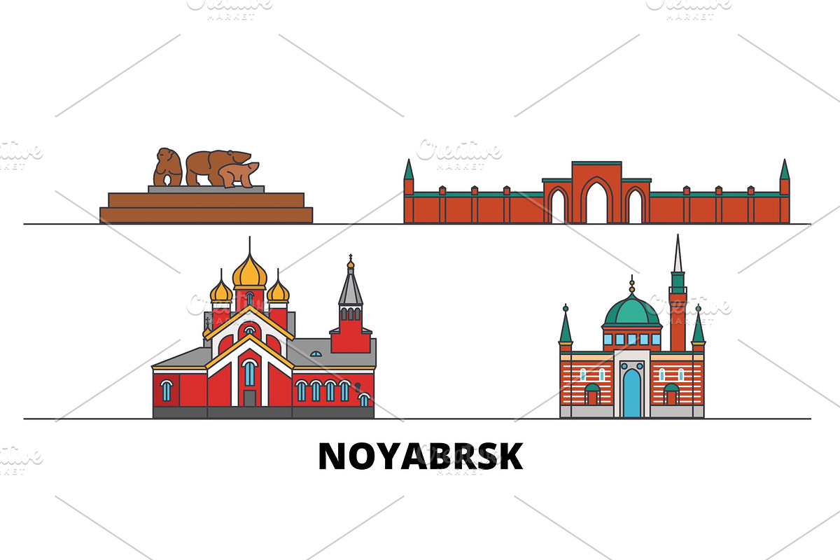Russia, Noyabrsk flat landmarks in Illustrations - product preview 8