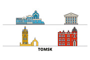 Russia, Tomsk flat landmarks vector
