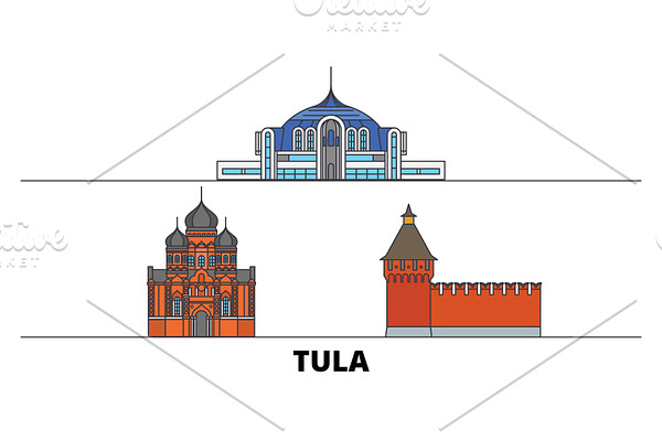 Russia, Tula flat landmarks vector