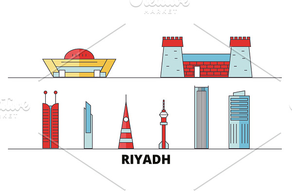 Saudi Arabia, Riyadh flat landmarks