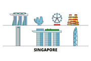 Singapore City flat landmarks vector