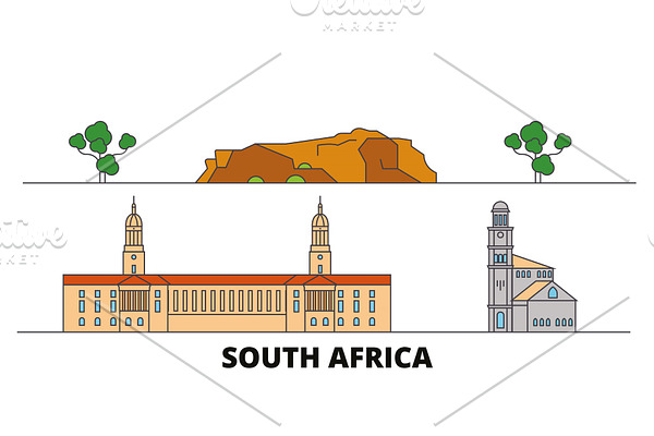 South Africa flat landmarks vector