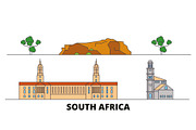 South Africa flat landmarks vector