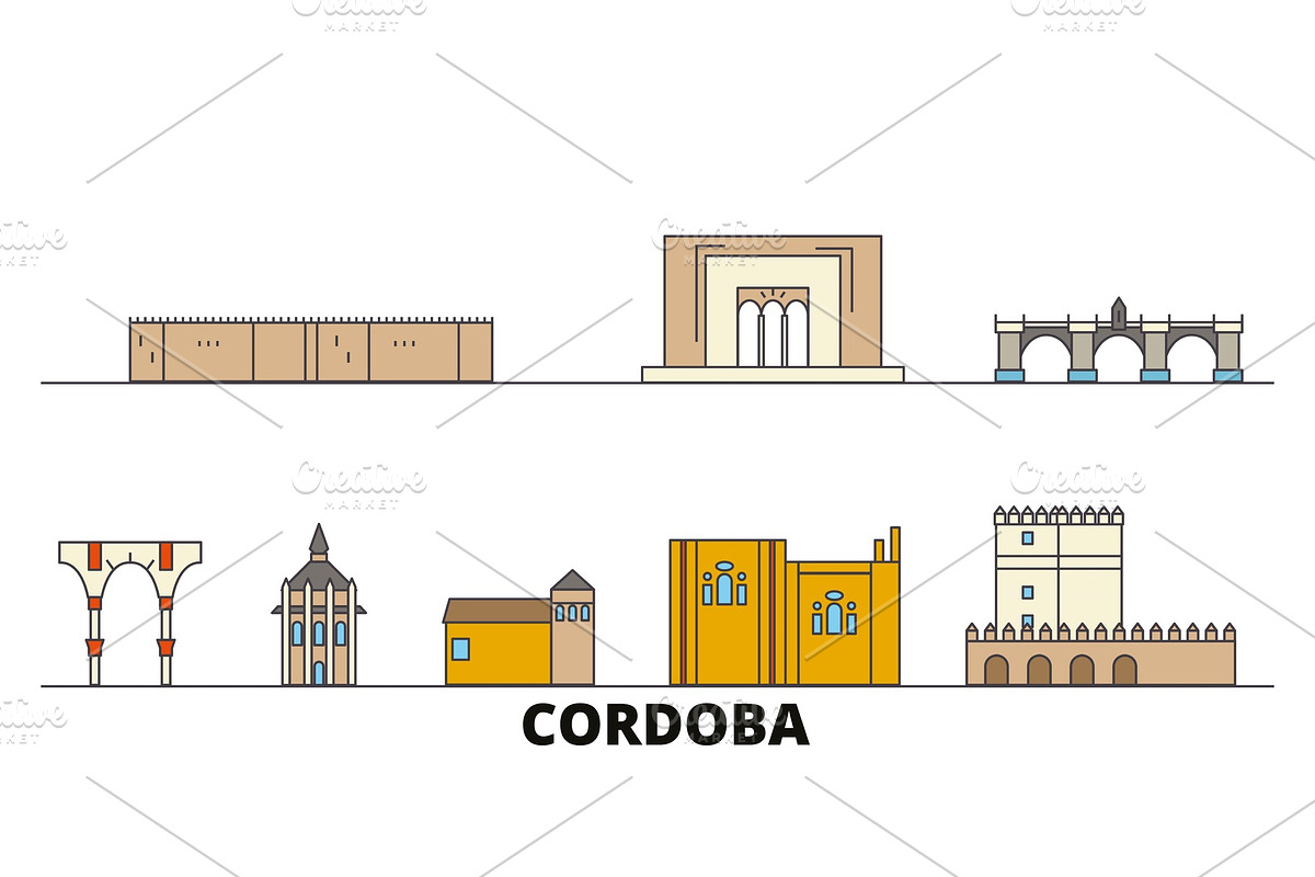 Spain, Cordoba flat landmarks vector in Illustrations - product preview 8