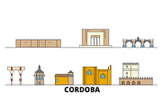 Spain, Cordoba flat landmarks vector